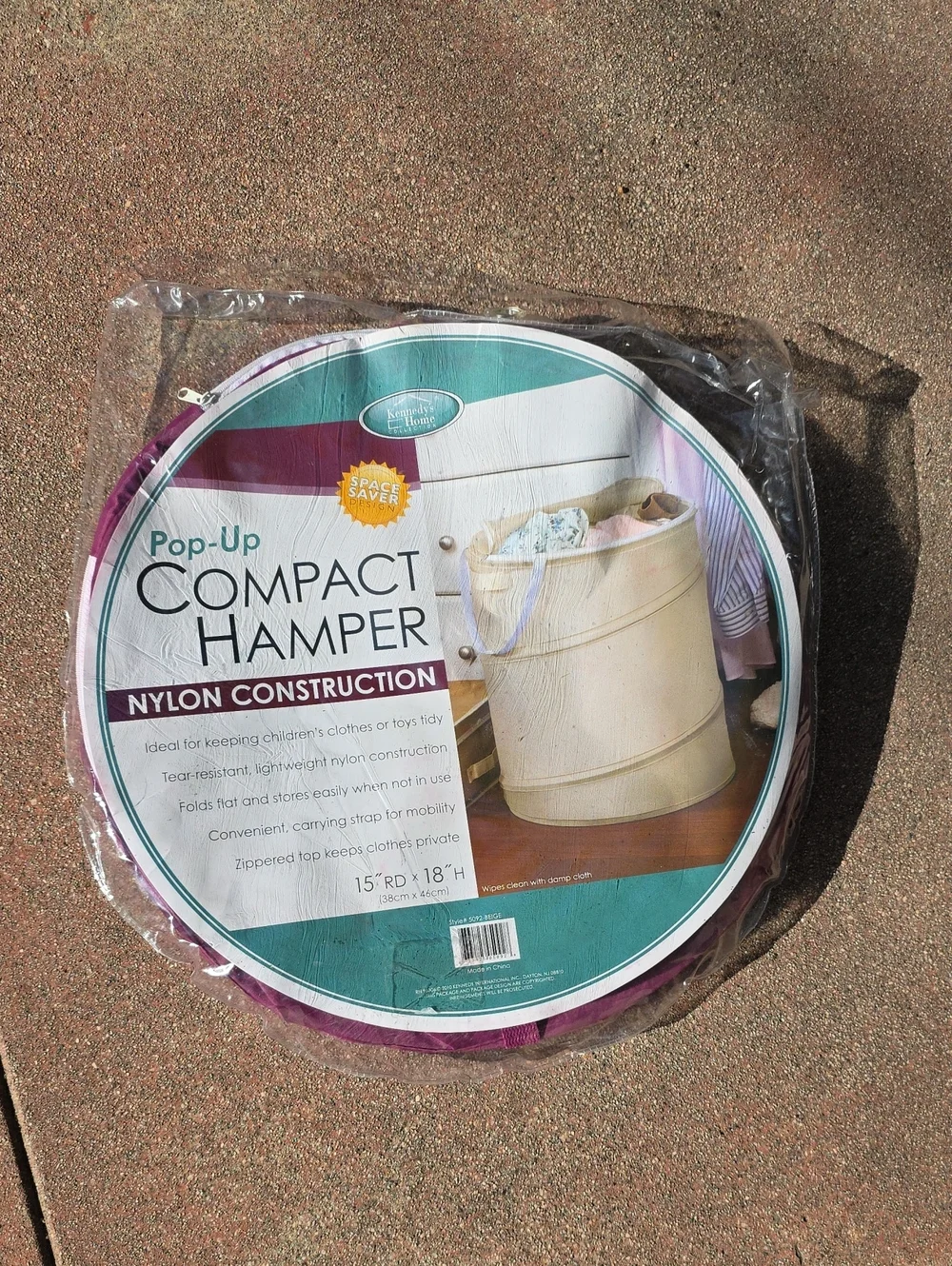 Pop-Up Compact Hamper - Purple Nylon Laundry Storage
